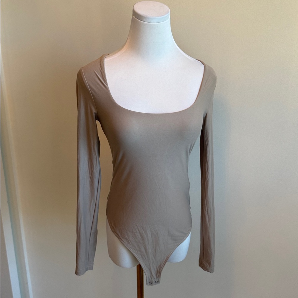 Abercrombie & Fitch Tan Long Sleeve Bodysuit